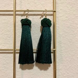 Altr’d State Dark Green Tassel Earrings
